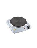 Rosberg Premium Einzelkochplatte RP51445N, 1500W, Gusseisenplatte Ø185mm, Thermostat, Weiß