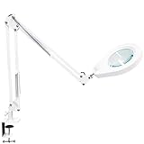 Beyamz Lupenleuchte mit 105 mm 5-Fach-Linse, dimmbaren LEDs, Schwenkarm mit 90 cm Reichweite, 6,4 cm robuster Klemme und einfachem Lampenkopfschalter