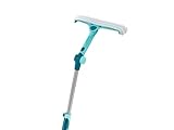 Leifheit Fensterwischer Window und Frame Cleaner L Telescope 200 cm, Abzieher mit Rundum-Bezug reinigt und trocknet, Scheibenabzieher mit Teleskopstiel und Click-System