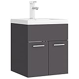Gecheer Waschbeckenunterschrank Badezimmer Unterschrank Badezimmerschrank Badezimmermöbel Badunterschrank mit Einbaubecken Grau Holzwerkstoff Type2