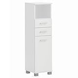 Lomadox Bad Highboard 110 cm hoch in weiß matt, 2 Schubladen - PROVIDENCE-80