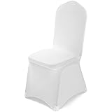 VELPAX Stuhlhussen 50 Stück, Universell Stuhlhussen Weiß Polyester, Elegante Stuhl Stuhlbezüge Elasthan Spandex Waschbarer für Taufe Geburtstag Hochzeit Bankett Dekoration