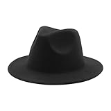 Unisex Kinder Fedora Hut Kinder Jazz Hüte Klassische breite Krempe Panama Kleid Hut für Jungen Mädchen Urlaub Party Zubehör, Schwarz , 4-10 Jahre