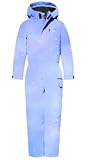GEMYSE Kinder Einteilige Skianzüge Jumpsuits Jungen Mädchen Winter Outdoor Snowboarden Wasserdichte Schneeanzüge(Blau Lila,152-158)