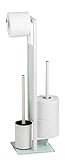 WENKO Stand WC-Garnitur Mod. Rivalta, mit Toilettenpapierhalter und WC-Bürstenhalter, lackierter Stahl, 23 x 70 x 18 cm, Weiß