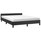 vidaXL Bettgestell mit Kopfteil Kunstlederbett Doppelbett Polsterbett Bett Bettrahmen Schlafzimmerbett Schlafzimmermöbel Schwarz 140x200cm Kunstleder