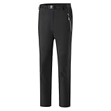 Chino-Hose für Herren, normale Passform, elastische Taille, Laufhose für Herren, Reißverschlusstaschen, wasserdichte Hose, Herren-Wanderhose, Skihose, einfarbig, gerade Beine, Golfhose, Schwarz , 4XL