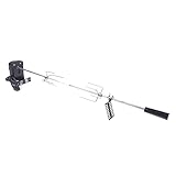 CHFUNE Edelstahl Grillspieß Set, Elektrischer Rotisserie, mit 2 Fleischnadeln,Motor, USB Leitung und Adapter Verbindung 104 cm Rotisserie Drehspieß Verstellbarer Ständer