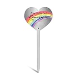 Grabstecker Wetterfest Grabschmuck Herz mit Spruch Am Ende des Regenbogens Sehen Wir Uns Wieder Grabdekoration Wetterfest Frostbeständig Grab Deko Erinnerung Dekoherz Trauer
