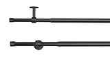 metablo Gardinenstange ausziehbar, Wand- und Deckenmontage, Endstück Kappe, Vorhangstange Fenster, Komplettgarnitur 2in1, Teleskopgardinenstange 16/19mm Schwarz 120-210 cm