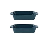 Keramik-Backformen, Keramikgeschirr, Backgeschirr, Lasagneform, groß, tief, Keramik-Backset, rechteckige Auflaufform, Ofenform, Servierschalen-Set für Tapas, Auflaufform, Braten, Blau, M (Farbe: