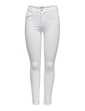 ONLY Damen Skinny Fit Jeans | Mid Waist Stretch Denim Hose | ONLBLUSH Life Röhrenjeans, Farben:Weiß, Größe:XL / 34L