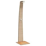 Vopese Garten-Dusche aus Poly Rattan mit Holzboden, Beige, 55x60x224 cm - Freiluft-Dusche für Garten und Hinterhof Model368211