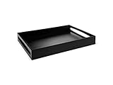 Leopold Vienna - Schwarzes Holz-Servier-Tablett 47.5 x 35 cm - eckiges Frühstückstablett mit hohem Rand und 2 Griffe, Schwarz