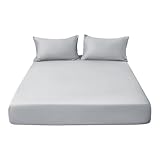 cfpqv Spannbettlaken, Queen-Spannbettlaken, einfarbig, Spannbettlaken, weiches Spannbettlaken mit 11' tiefer , gewaschener Matratzenbezug, passend für Bettlaken Ohne Dich Ist Alles (Grey, H 120*200cm)