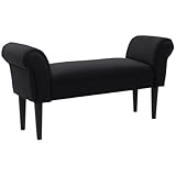 HOMCOM Sitzbank Polsterbank mit Segelstoff, Armlehne Bettbank mit Holzrahmen, Schuhbank für Schlafzimmer, Wohnzimmer, Flur 102 x 36 x 51 cm Schwarz