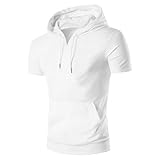 Generisch Hoodie Herren Bequem Sweatshirt mit Kapuze Laufshirt Kurzarm Freizeitshirt Leicht Sweatshirt Slim Fit Muskelshirts Atmungsaktiv Sportshirt Trainingsshirt Casual Locker Outdoorshirt