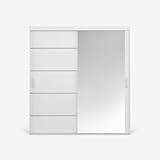 VIKK - Kleiderschrank Schiebeschrank, Schrank Malmo - Wohnzimmer, Flur, Schlafzimmer - Garderobenschrank mit Spiegel - Schiebetürsystem, robuste Konstruktion