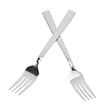 LIFKOME 2 Stück Teiliges Edelstahl Besteckset mit Gehämmerter Oberfläche Quadratischer Griff Modernes Design Robustes Dinner gabel Vielseitig Einsetzbar für Salate Vorspeisen