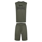 Lonsdale Herren ärmelloses T-Shirt & Shorts Set normale Passform ALLANTON, Olive/Black, XL