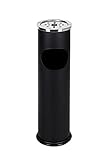 CAMPALO 2-in-1 Standaschenbecher für draußen Mülleimer mit Aschenbecher 56 cm x 15 cm, Schwarz.