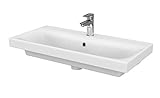 VBChome Moduo- Kollektion Moduo 80cm x 45cm Waschtisch für Unterschrank Einbau Waschbecken mit Überlauf Weiß Keramik Waschtisch Handwaschbecken Design Einbau -Waschschale FÜR BADEZIMMER GÄSTE WC