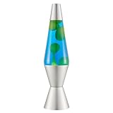 LAVA® - Lampe 2124, grünes Wachs, blaue Flüssigkeit,silberner Sockel und Deckel, Original 14,5 Zoll Bewegungslampe der Marke, Grün/Blau