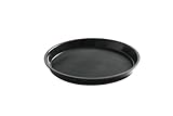 HENDI Serviertablett, rund, mit hohem Rand, Rutschfester Gummibeschichtung, Schock- und bruchfest, Gastro Tablett, Tablett, ø320x(H) 37mm, Polypropylen, Schwarz