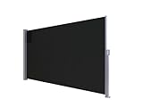 Seitenmarkise 200×350 cm – Ausziehbarer Sicht-, Wind- & Sonnenschutz, 280g/m² Polyester mit PU-Beschichtung, wasserabweisend, Anthrazit – Kassette aus Stahl-Home Trends®