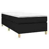 Tidyard Boxspringbett Bettgestell Einzelbett Polsterbett Bett Hotelbett Lattenrost Bettrahmen Designerbett Schlafzimmerbett 90 x 200 cm (B x L) Stoff,Sperrholz, Holzwerkstoff Schwarz