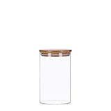 TALK-POINT Vorratsdosen aus Glas mit Bambusdeckel, Vorratsgläser, Glasbehälter | 350 ml - 2200 ml | luftdicht, Spülmaschinenfest, Mottensicher (1000 ml)
