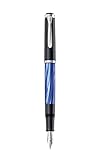 Pelikan Füllhalter Classic 205, Blau-Marmoriert, Feder F (fein), hochwertiger Kolbenfüller im Geschenk-Etui, 801966