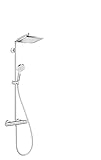hansgrohe Crometta E - Duschsystem mit Thermostat, Regendusche (240 x 240 mm) mit Armatur, Handbrause (2 Strahlarten), Schlauch, Brausestange und eckiger Kopfbrause (1 Strahlart), Chrom, 27271000