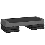 SPORTNOW Aerobic-Stepper, 10,5/15,5/20,5cm Höhenverstellbare Steppbrett, rutschfest, für Zuhause, Fitnessstudio, Büro, Kunststoff, Grau