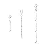 Kettenverlängerung Silber, ALEXCRAFT 3 Stück Damen Herren Silber Kette Halskette Fußkette Armband Verlängerung, Silber Verlängerungskette Hummerschere für Schmuckherstellung Damen Herren(1 2 3 inch)