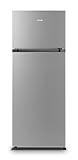 Gorenje RF414EPS4 Doppeltürkühlschrank mit Gefrierteil oben, 165 Liter Kühleil, 41 Liter Gefrierteil, LED Innenbeleuchtung, Energieeffizienzklasse E, 143,6cm x 55cm, silber