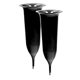 Grabvase mit Erdspieß VonBueren | 2 Stück | schwarz | ca. 25 x 9,8 cm | Friedhofsvase | Grab Blumenvase