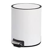 QUSYZD Cubo de basura Tretmülleimer mit Deckel, 6 Liter, Edelstahl, leise und leicht zu reinigen, Tretabfalleimer für Zuhause, Büro, Küche, Toilette, Badezimmer, Behälter, Weiß, 6,White-6L