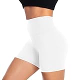 ACTINPUT Radlerhose Damen Kurze Shorts High Waist Sporthose Leggings Blickdicht Hotpants Unterhose Boxershorts Sommer(Weiß,S-M)