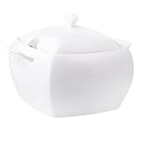 AMBITION Suppenterrine mit Deckel 4L Tokyo Porzellan Suppenterrine mit Griffen weiße Suppenvase