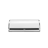 Brabantia Rollbrotkasten - Große Aufbewahrungsbox für Brot, Bagels, Brötchen auf der Arbeitsplatte - Platzsparendes Küchendesign mit flachem Deckel, Langlebiger Stahl - Weiß