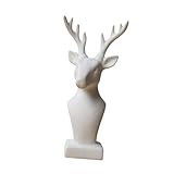 Ipetboom Keramik Hirschkopf Deko Figur Weiß Nordic Stil Skulptur Wohnzimmer Schreibtisch Ornament Kreatives Kunsthandwerk Geschenk
