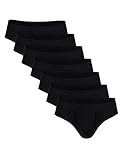 Basic Treasure 7er Pack Herren-Slips, 100% Baumwolle, Unterwäsche Ohne Etikett, Klassische Unterhosen (Schwarz, XL)