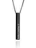 MYCLUSIV® Personalisierte Namenskette mit Gravur - Geschenk für Männer - Personalisierter Schmuck-Anhänger für Herren - Papa Halskette aus Edelstahl (Schwarz)