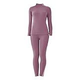 riou Abnehmen Geräte Damen Thermo-Unterwäsche für Damen, Lange Sets, Basisschicht, mit gefüttert, Lange Unterwäsche, Pyjama, Winter, warm, Oben und unten Funktionskleidung Herren Warm (Purple, XXL)