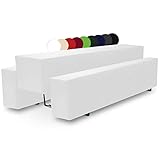 Beautissu gepolsterte Bierbank Husse & Biertisch Husse Komplettset – 5 tlg. Hussen Set 70 cm breite Festzeltgarnitur mit Sitzpolster in Weiß - Comfort M