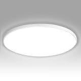 NUODIFAN LED Deckenleuchte,18W Deckenlampe,1600LM Ultra Dünn Weiß 6500K Wasserfest IP65 Badzimmer Deckenlampe,Rund Deckenleuchte Flimmerfreie Lampe, LED Lampen