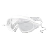 Uqezagpa Schwimmbrille mit großem Rahmen, beschlagfrei, flach, leicht, für Damen, Herren, Erwachsene, Schnorcheln, Tauchen, wasserdichte Brille