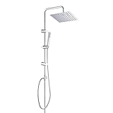 Görbach Edelstahl Duschset ohne Armatur, Chrom Duschsystem mit Regenduschset, Duschgarnitur, Handbrause, Überkopfbrause eckig 20x20cm