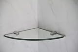 150mm 6' approx 6mm thickness Toughened Glass Corner Shelf for Bathroom Bedroom Office with Chrome Finish Shelf Supports